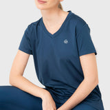 Polo Manga Corta Para Mujer V-Neck Azul Bsoul