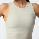 Polo Sin Manga Rib Modal Aloe Gris