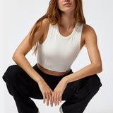 Polo Sin Manga Crop Top Rib Aloe Blanco
