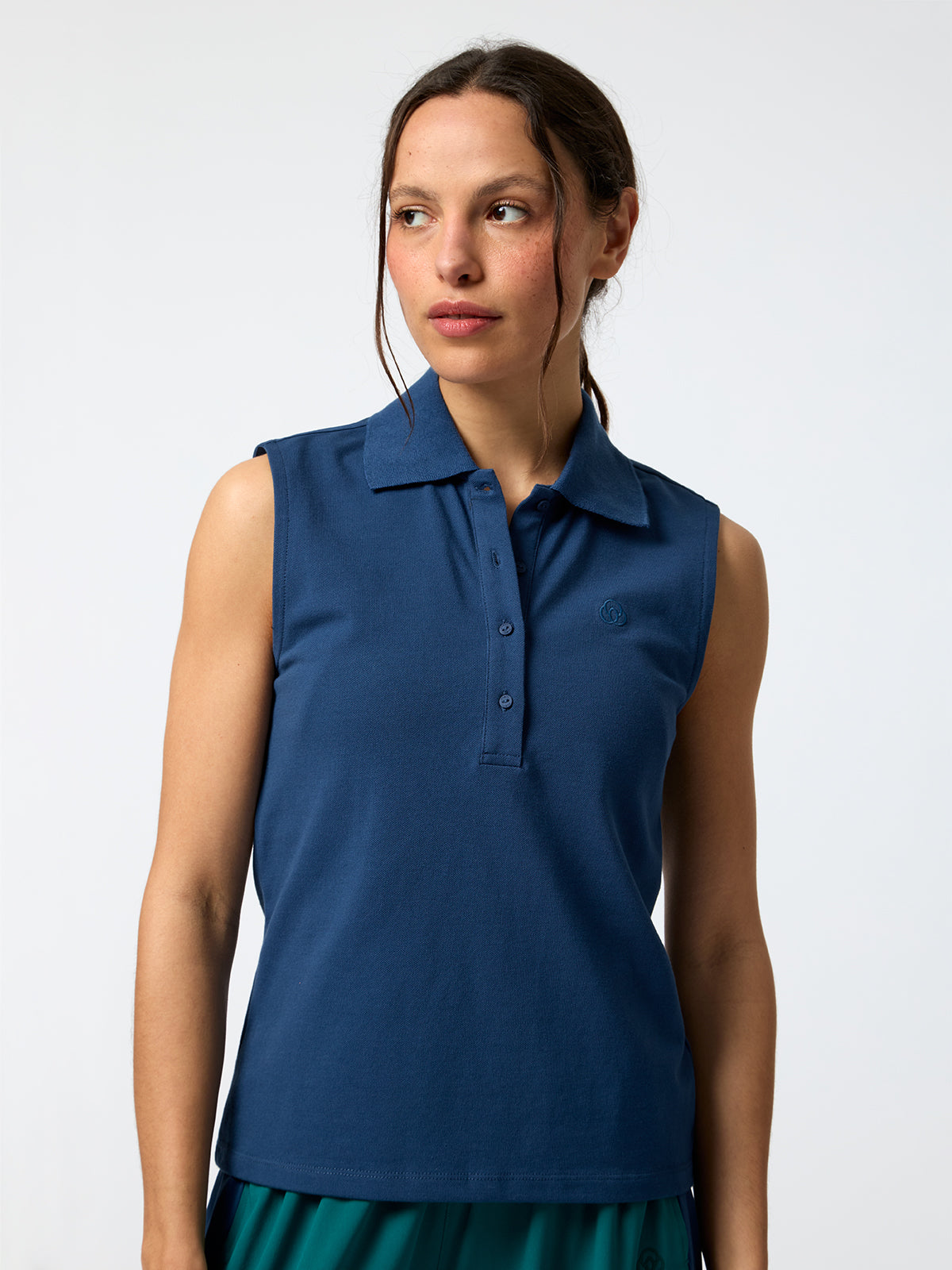 Polo Sin Manga Tank Pique Aloe Azul