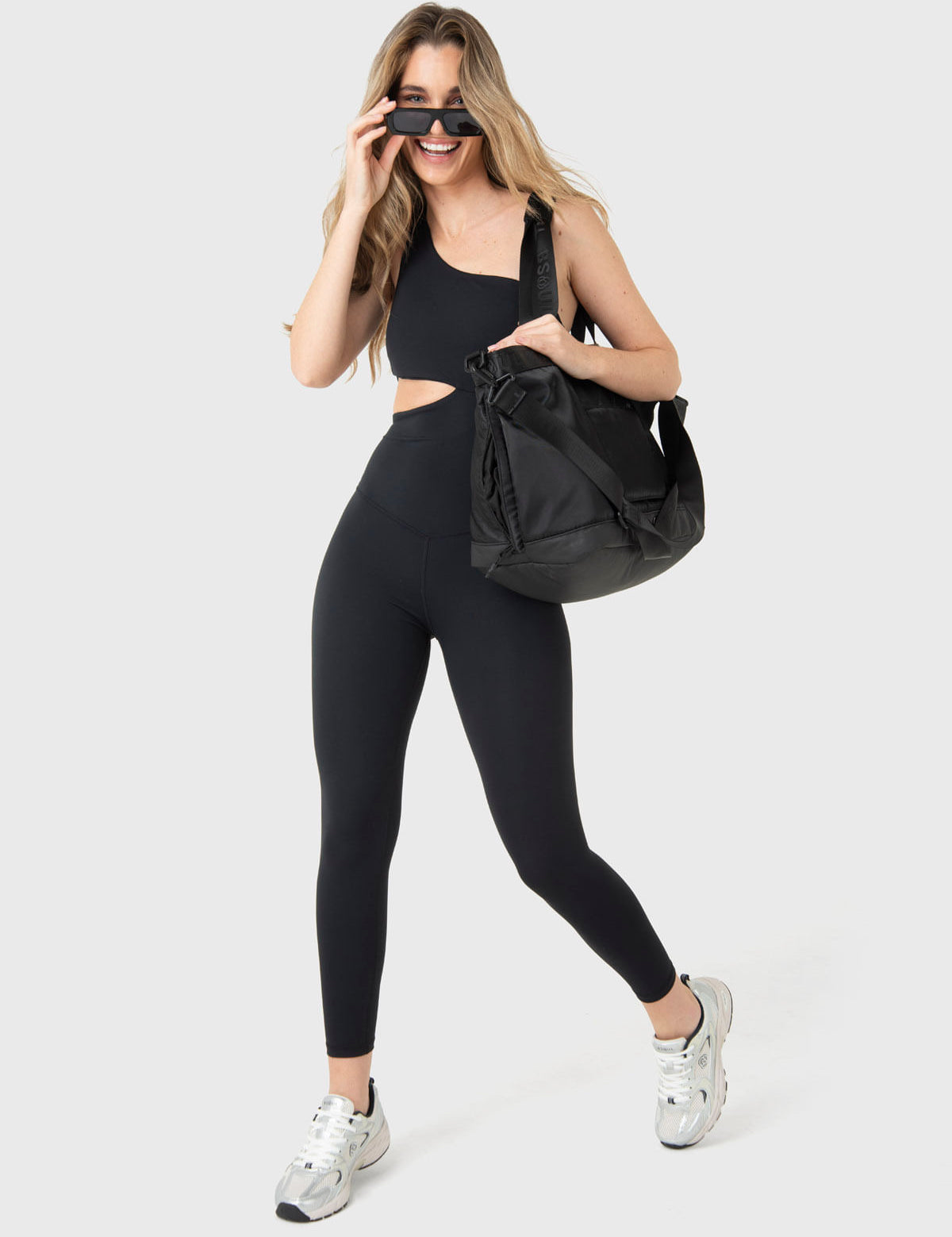 Enterizo Para Mujer One Shoulder Negro Bsoul