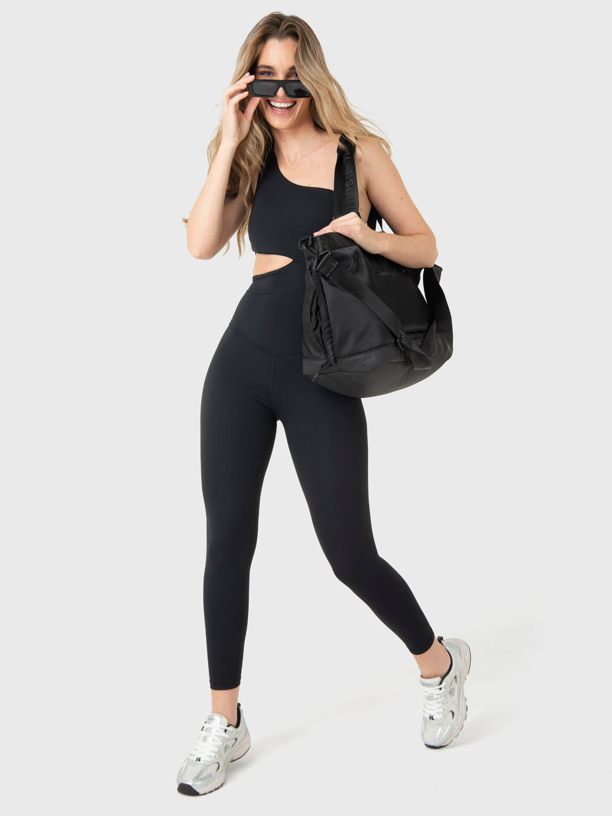 Enterizo Para Mujer One Shoulder Negro Bsoul