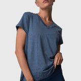 Polo Manga Corta V-Neck Aloe Azul