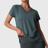 Polo Manga Corta V-Neck Aloe Verde
