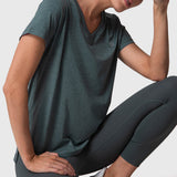 Polo Manga Corta V-Neck Aloe Verde