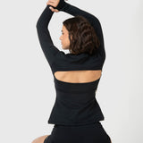 Polos Manga Larga Open Back Negro