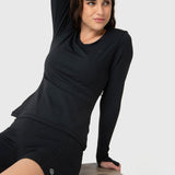 Polos Manga Larga Open Back Negro