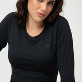 Polos Manga Larga Open Back Negro