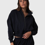 Polera Modal Full Zip Aloe Negro