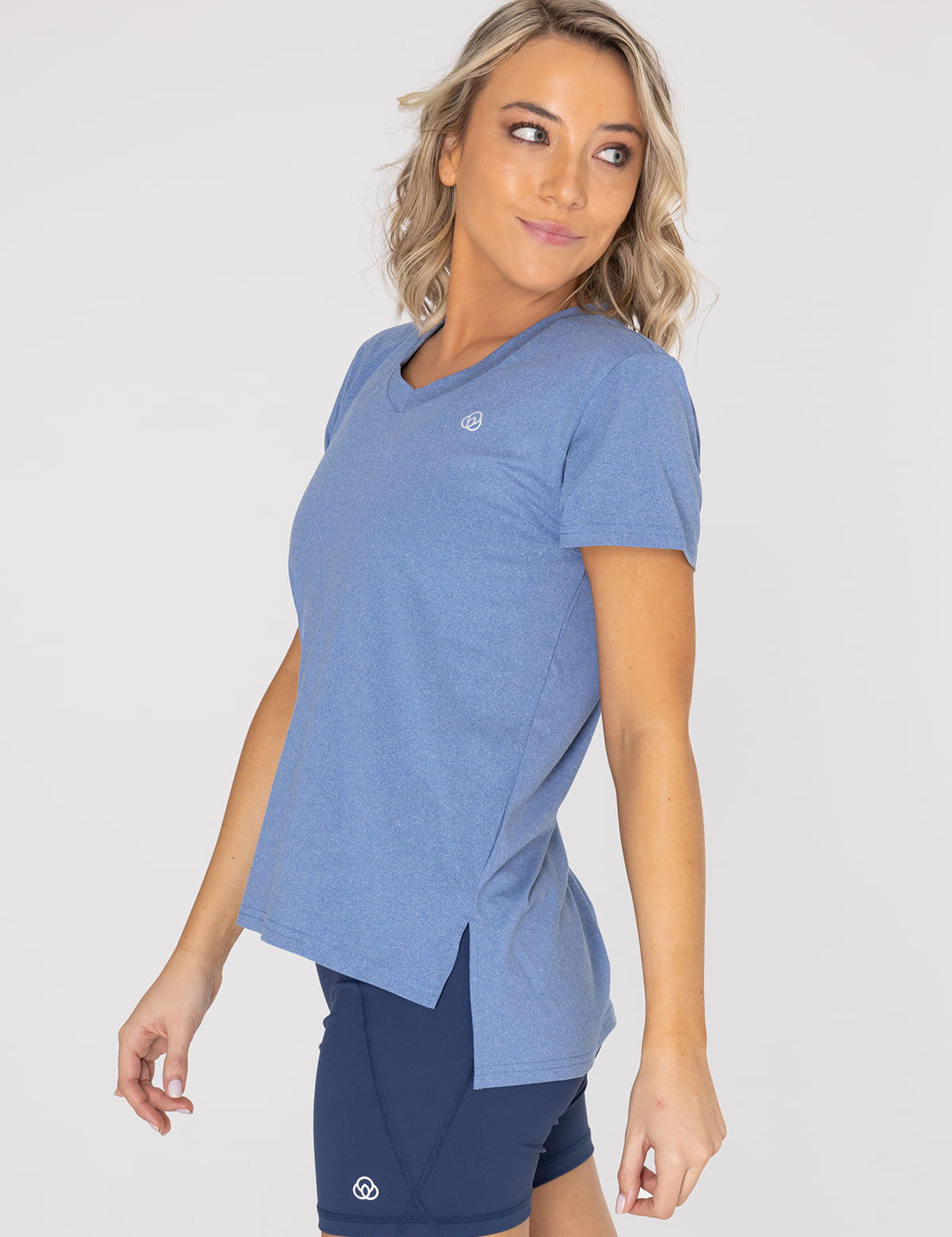 Polo Manga Corta Para Mujer  V-Neck Azul Bsoul