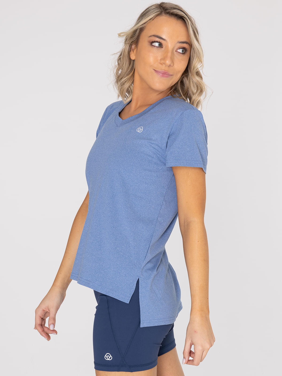 Polo Manga Corta Para Mujer  V-Neck Azul Bsoul