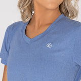 Polo Manga Corta Para Mujer  V-Neck Azul Bsoul