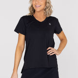 Polo Manga Corta Para Mujer  V-Neck Negro Bsoul