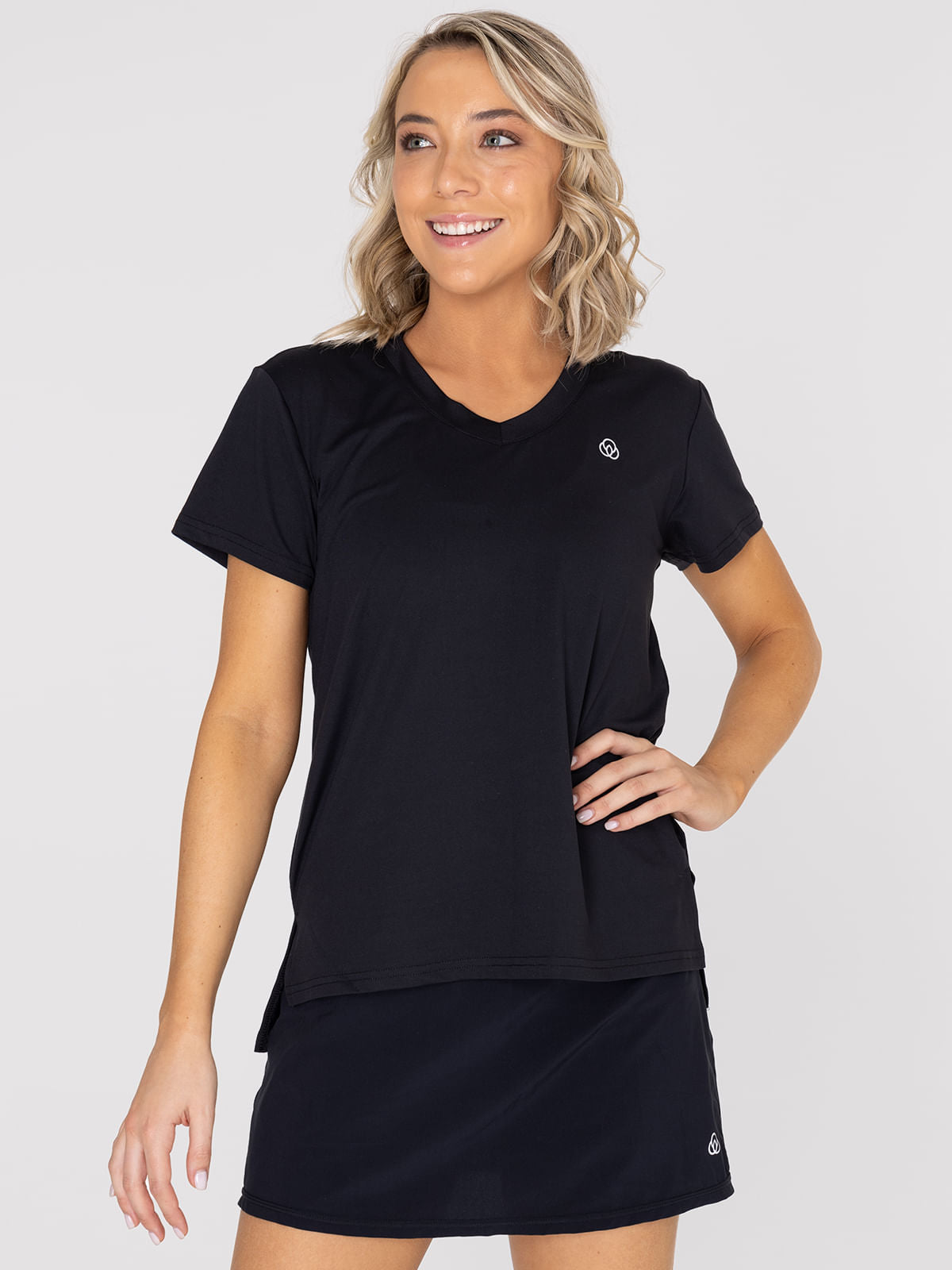 Polo Manga Corta Para Mujer  V-Neck Negro Bsoul
