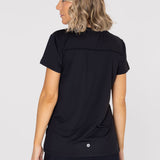Polo Manga Corta Para Mujer  V-Neck Negro Bsoul