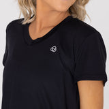 Polo Manga Corta Para Mujer  V-Neck Negro Bsoul
