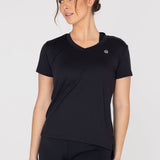 Polo Manga Corta Para Mujer  V-Neck Negro Bsoul