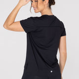 Polo Manga Corta Para Mujer  V-Neck Negro Bsoul