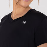 Polo Manga Corta Para Mujer  V-Neck Negro Bsoul
