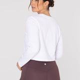 Polo Manga Larga Para Mujer Cotton Crop Top Blanco Bsoul