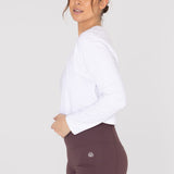 Polo Manga Larga Para Mujer Cotton Crop Top Blanco Bsoul