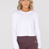 Polo Manga Larga Para Mujer Cotton Crop Top Blanco Bsoul