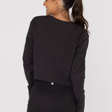 Polo Manga Larga Para Mujer Cotton Crop Top Negro Bsoul