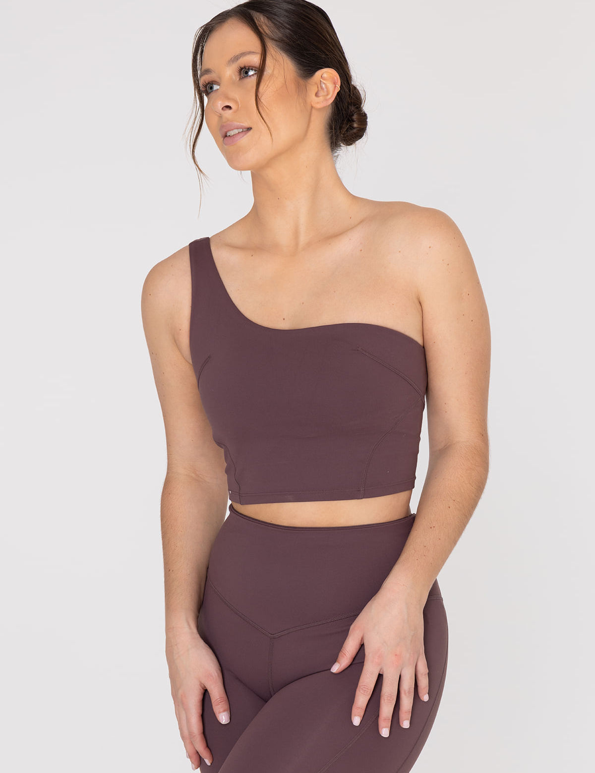 Bra Para Mujer Deportivo Asymmetric Crop Top Marrón Bsoul