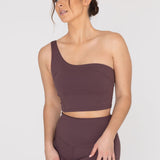 Bra Para Mujer Deportivo Asymmetric Crop Top Marrón Bsoul