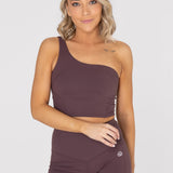 Bra Para Mujer Deportivo Asymmetric Crop Top Marrón Bsoul