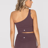 Bra Para Mujer Deportivo Asymmetric Crop Top Marrón Bsoul