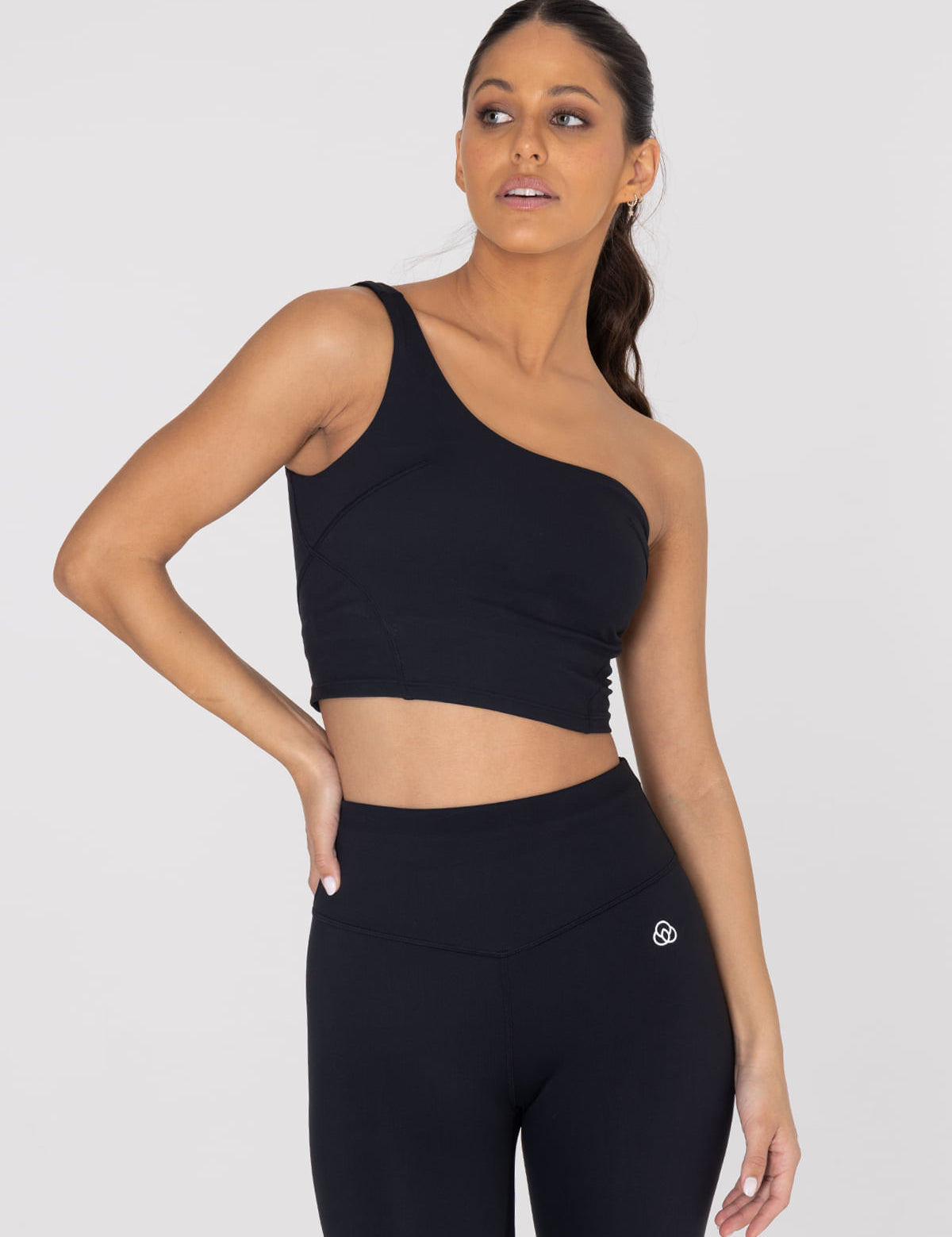 Bra Para Mujer Deportivo Asymmetric Crop Top Negro Bsoul