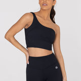 Bra Para Mujer Deportivo Asymmetric Crop Top Negro Bsoul