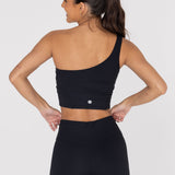Bra Para Mujer Deportivo Asymmetric Crop Top Negro Bsoul