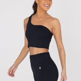 Bra Para Mujer Deportivo Asymmetric Crop Top Negro Bsoul