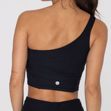 Bra Para Mujer Deportivo Asymmetric Crop Top Negro Bsoul