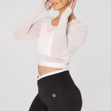 Polo Manga Larga Para Mujer  Crop Top Beige Bsoul