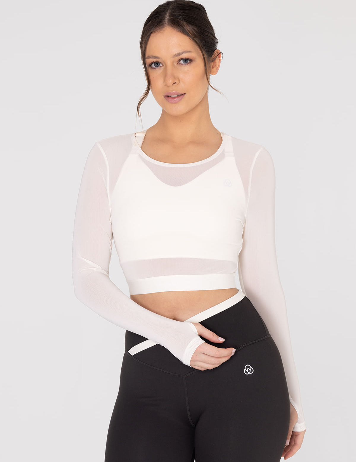 Polo Manga Larga Para Mujer  Crop Top Beige Bsoul