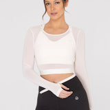 Polo Manga Larga Para Mujer  Crop Top Beige Bsoul