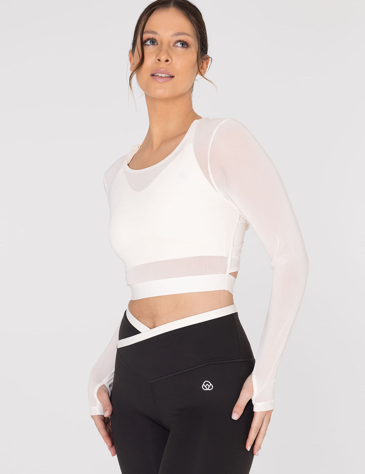 Polo Manga Larga Para Mujer  Crop Top Beige Bsoul
