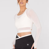 Polo Manga Larga Para Mujer  Crop Top Beige Bsoul