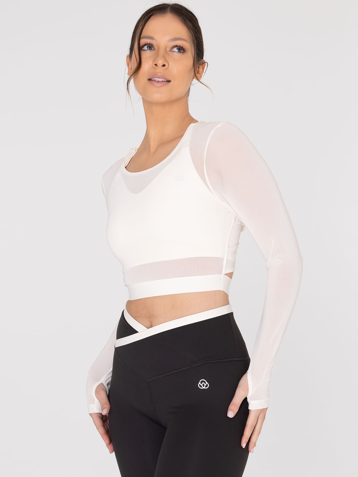 Polo Manga Larga Para Mujer  Crop Top Beige Bsoul