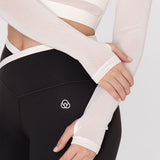 Polo Manga Larga Para Mujer  Crop Top Beige Bsoul