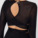 Polo Manga Larga Para Mujer  Crop Top Negro Bsoul