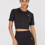 Polo Manga Corta Para Mujer  Cropped T-Shirt Negro Bsoul