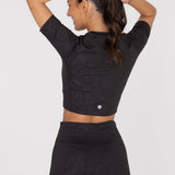 Polo Manga Corta Para Mujer  Cropped T-Shirt Negro Bsoul