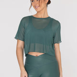 Polo Manga Corta Para Mujer Crop Demi Verde Bsoul