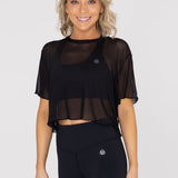 Polo Manga Corta Para Mujer Crop Demi Negro Bsoul
