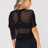 Polo Manga Corta Para Mujer Crop Demi Negro Bsoul