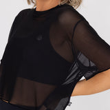 Polo Manga Corta Para Mujer Crop Demi Negro Bsoul